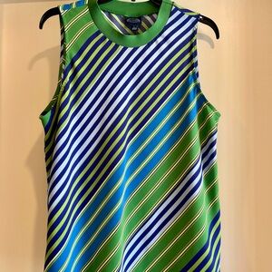 Scoop Vibrant Diagonal Striped Tank Top - Green, Blue, White